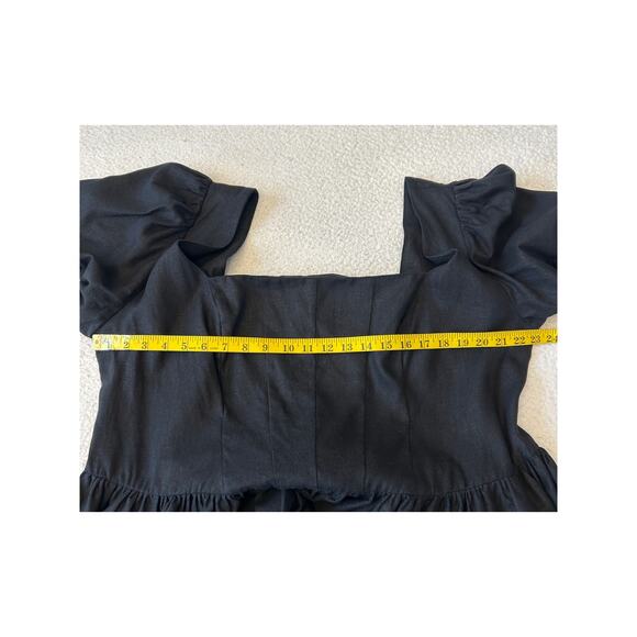 ASOS Design Women's Fit & Flare Mini Dress Sz 18 Black Linen Blend Party NWT - Picture 5 of 9